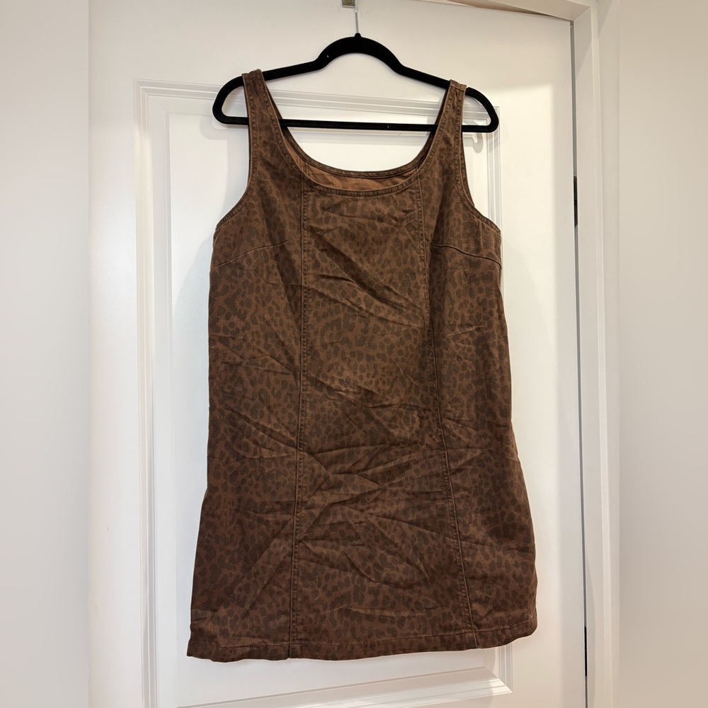 NWT GAP Denim Brown Animal Print Dress (Size M) - Picture 2 of 6